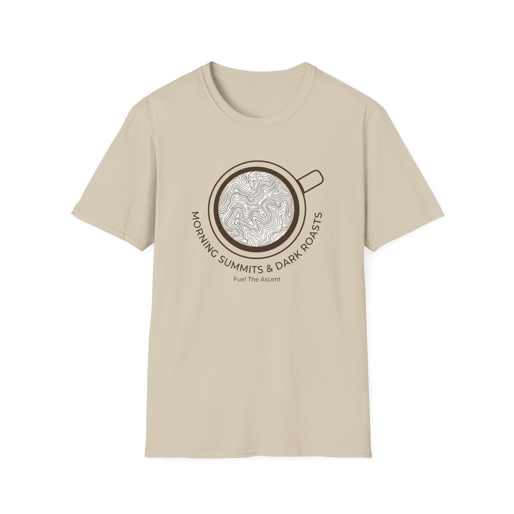 Morning Summits and Dark Roasts T‑Shirt