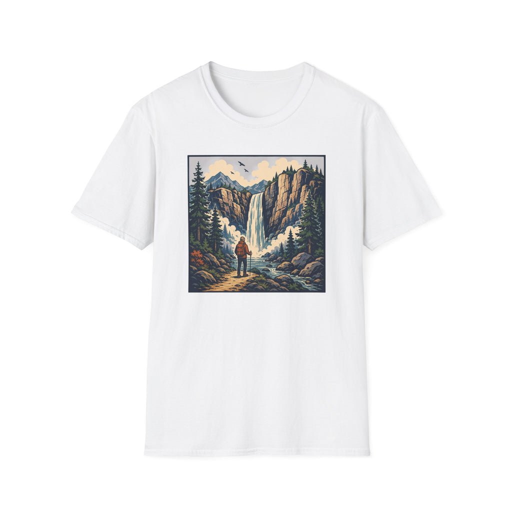 Hiker Next to Waterfall T‑Shirt