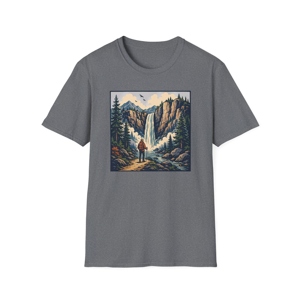 Hiker Next to Waterfall T‑Shirt