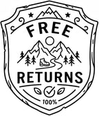 free returns badge mountains and boot