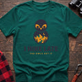 Kelly green hiking t-shirt with stacked owl graphic and the text “I Hike Late The Owls Get It”