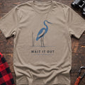 Sand hiking t-shirt with a blue heron graphic and the text “Wait It Out Lake Ontario”