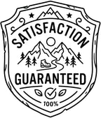satisfaction guaranteed badge mountains and boot